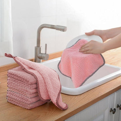 3 Pack Soft Touch Coral Fleece Kitchen Cloths - Pink
