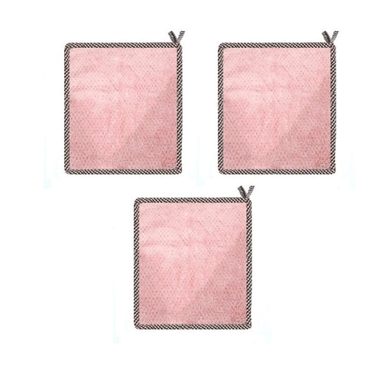 3 Pack Soft Touch Coral Fleece Kitchen Cloths - Pink