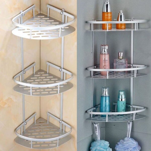 Space-Saving Aluminum Corner Shelf for Bathrooms