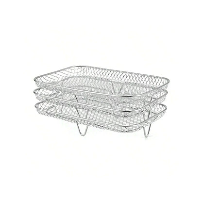 Universal Stackable Accessory for Air Fryers - 3-Tier Stainless Steel Rack