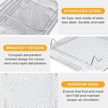 Versatile 3-Layer Stainless Steel Air Fryer Rack Accessory