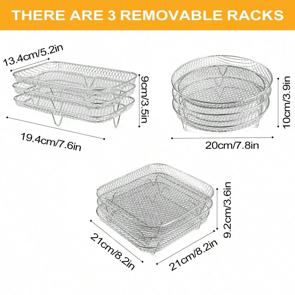 Versatile 3-Layer Stainless Steel Air Fryer Rack Accessory