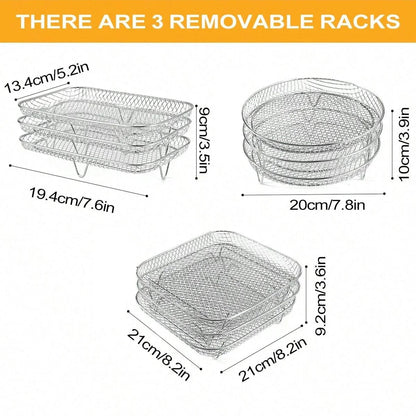 Universal Stackable Accessory for Air Fryers - 3-Tier Stainless Steel Rack
