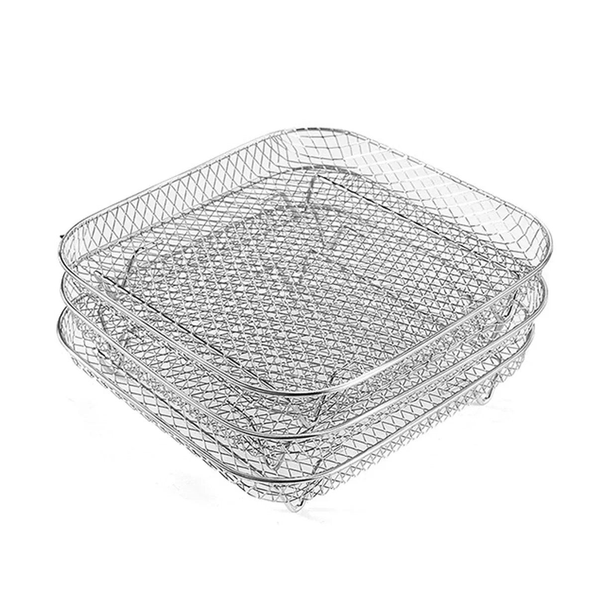 Universal Stackable Accessory for Air Fryers - 3-Tier Stainless Steel Rack
