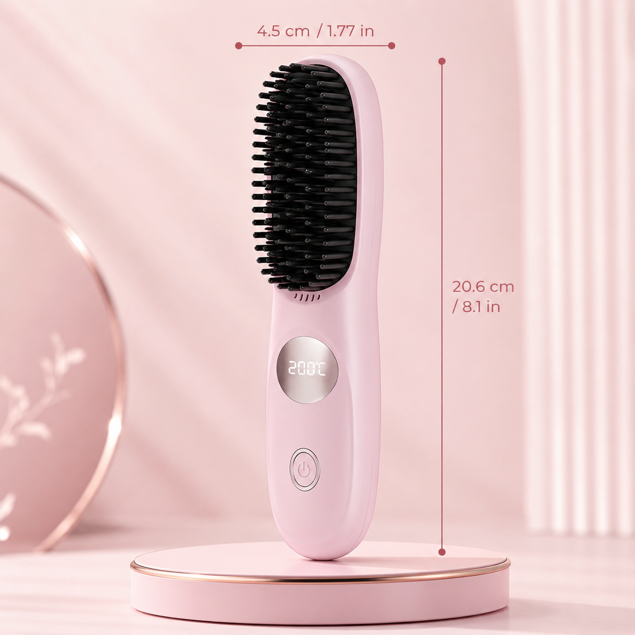 LED Display Cordless Hair Straightening Brush