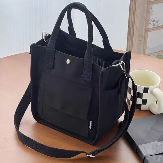 Canvas Sling Bag – White Shoulder Bag with Magnetic Closure and Adjustable Strap
