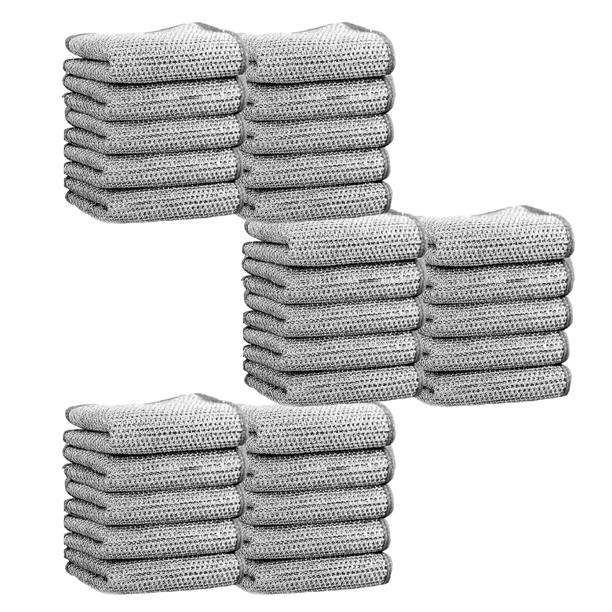 Double-Layer Silver Fiber Dishcloths - Steel Wire Cleaning Cloths for Kitchen