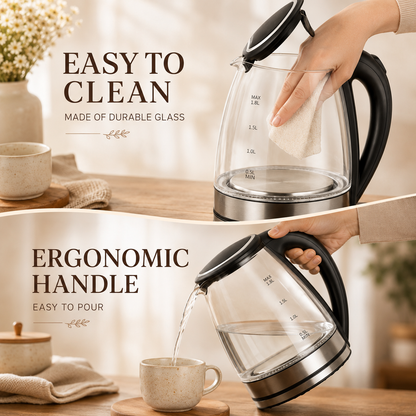 LED Illuminated Electric Glass Kettle - 1.8 Liters