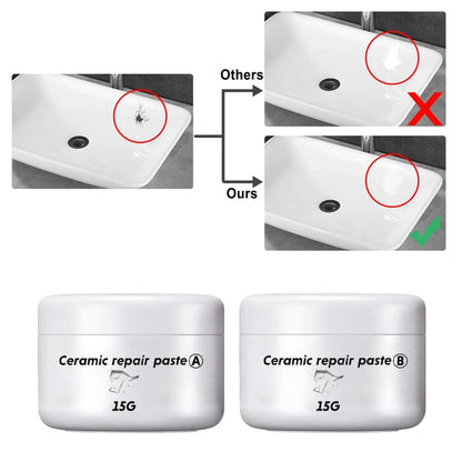 Ceramic Repair Solution 2 x 15 g | Fix Scratches & Chips Easily | White