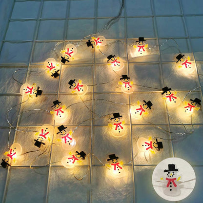 LED String Lights for Christmas Decoration with Santa & Snowman - Warm White Light for Tree, Window & Home