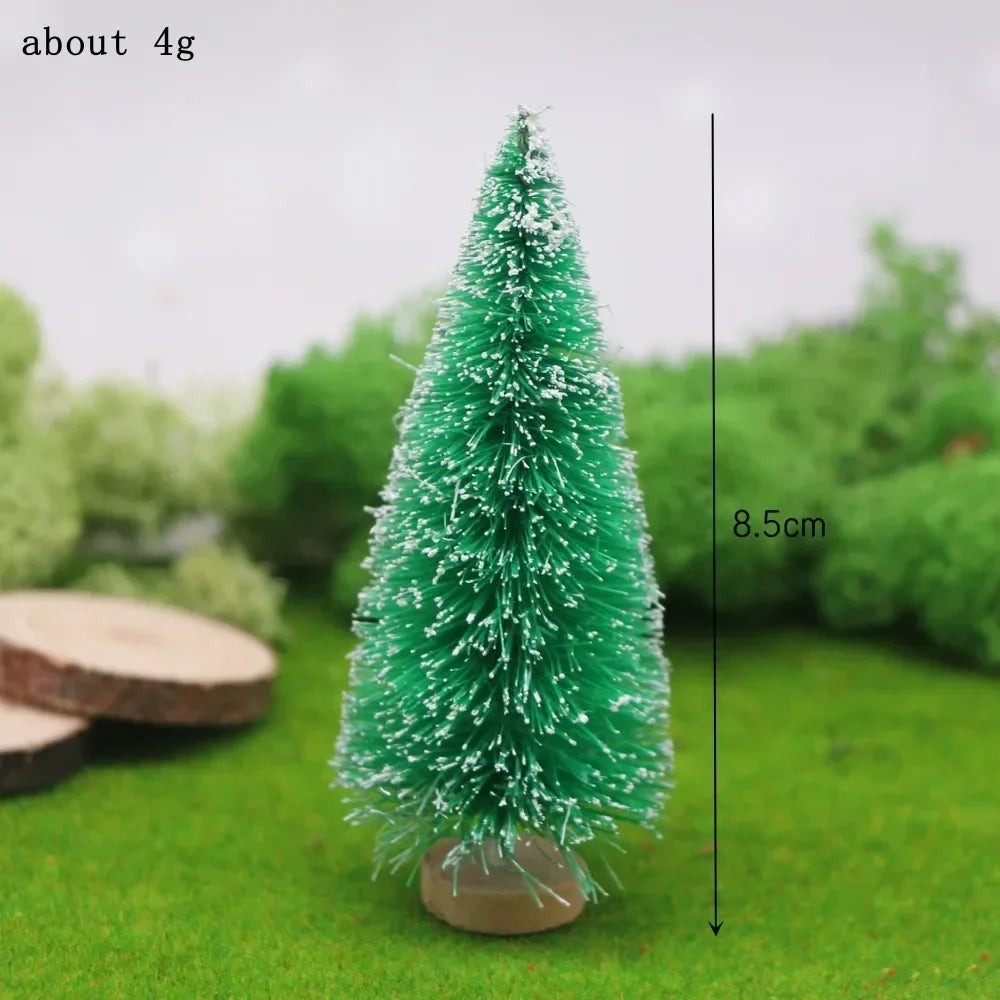 Mini Christmas Tree on Sisal Base - Decorated Cedar and Pine with Beads and Star - Table Decoration & Figurine 4.5–13 cm