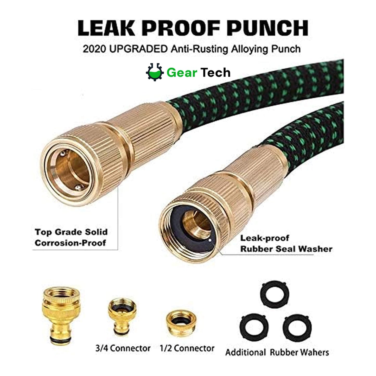 Garden Hose with 8 Functions Spray Nozzle – Expandable Design