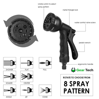 Garden Hose with 8 Functions Spray Nozzle – Expandable Design