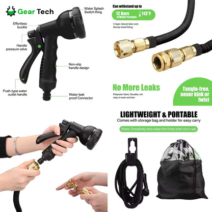 Garden Hose with 8 Functions Spray Nozzle – Expandable Design