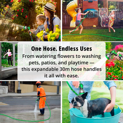 Garden Hose with 8 Functions Spray Nozzle – Expandable Design