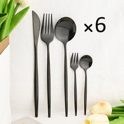 30-Piece Elegant Dining Set in Premium Stainless Steel