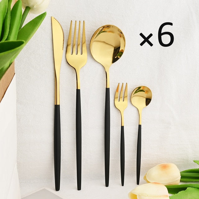 30-Piece Elegant Dining Set in Premium Stainless Steel