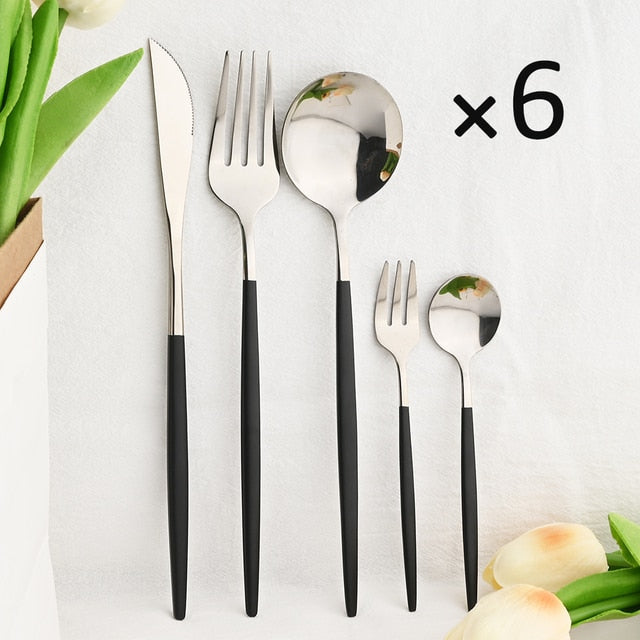 30-Piece Elegant Dining Set in Premium Stainless Steel