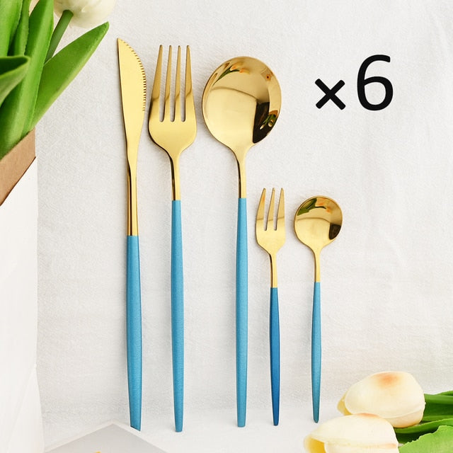 30-Piece Elegant Dining Set in Premium Stainless Steel