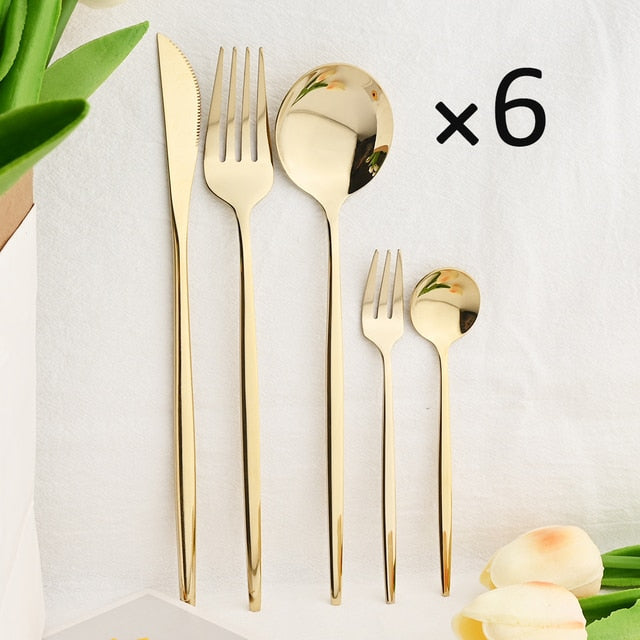 30-Piece Elegant Dining Set in Premium Stainless Steel