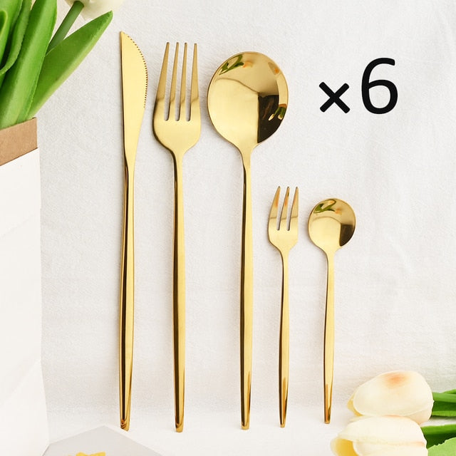 30-Piece Elegant Dining Set in Premium Stainless Steel