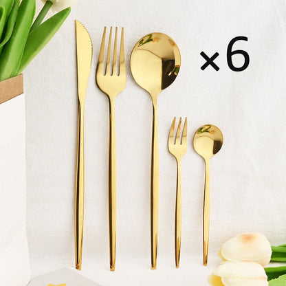 30-Piece Elegant Dining Set in Premium Stainless Steel