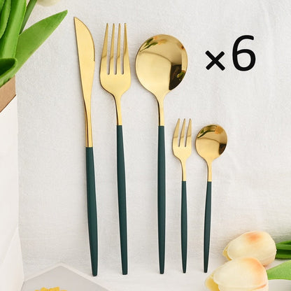 30-Piece Elegant Dining Set in Premium Stainless Steel