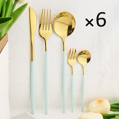 30-Piece Elegant Dining Set in Premium Stainless Steel