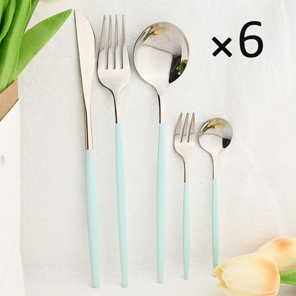 30-Piece Elegant Dining Set in Premium Stainless Steel