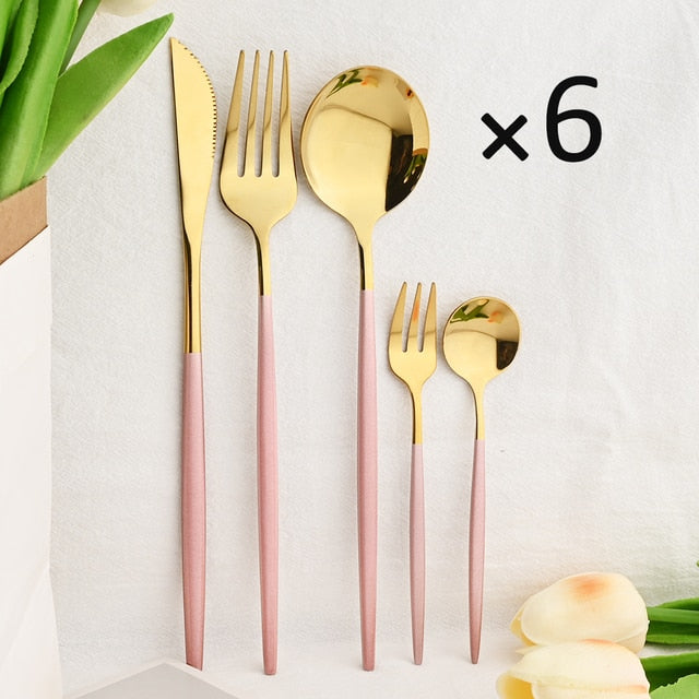 30-Piece Elegant Dining Set in Premium Stainless Steel