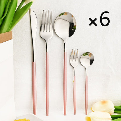 30-Piece Elegant Dining Set in Premium Stainless Steel