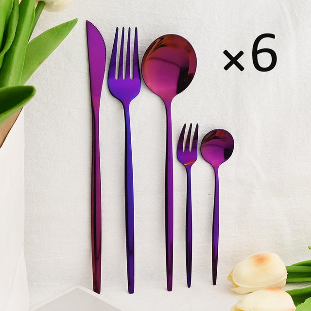 30-Piece Elegant Dining Set in Premium Stainless Steel