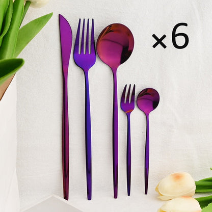 30-Piece Elegant Dining Set in Premium Stainless Steel