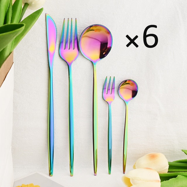 30-Piece Elegant Dining Set in Premium Stainless Steel