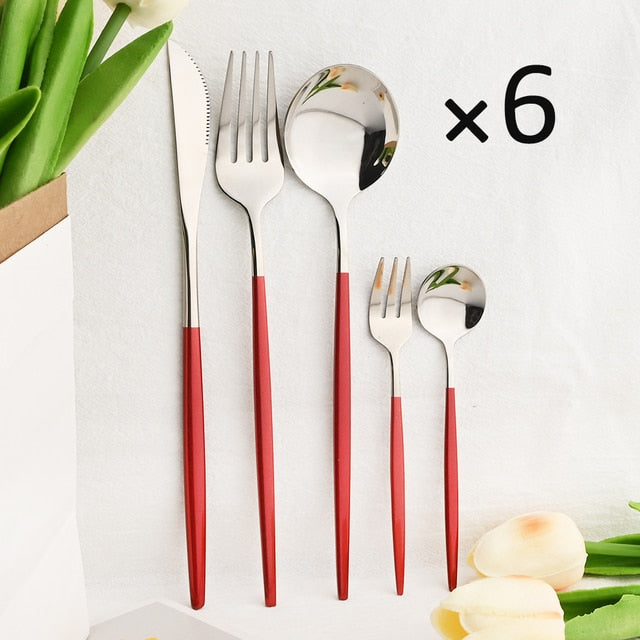 30-Piece Elegant Dining Set in Premium Stainless Steel