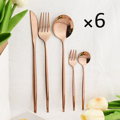 30-Piece Elegant Dining Set in Premium Stainless Steel