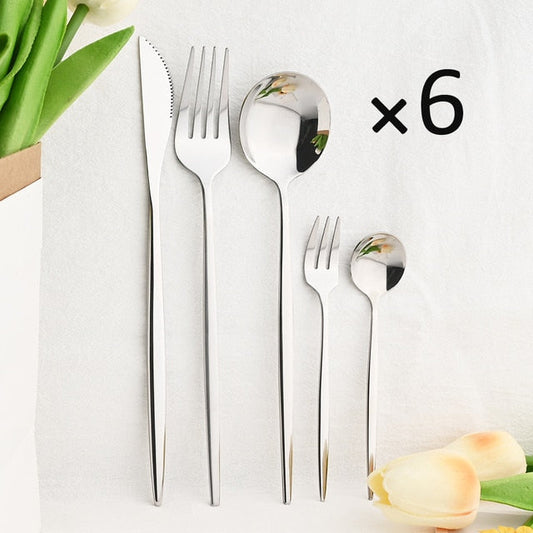 30-Piece Elegant Dining Set in Premium Stainless Steel
