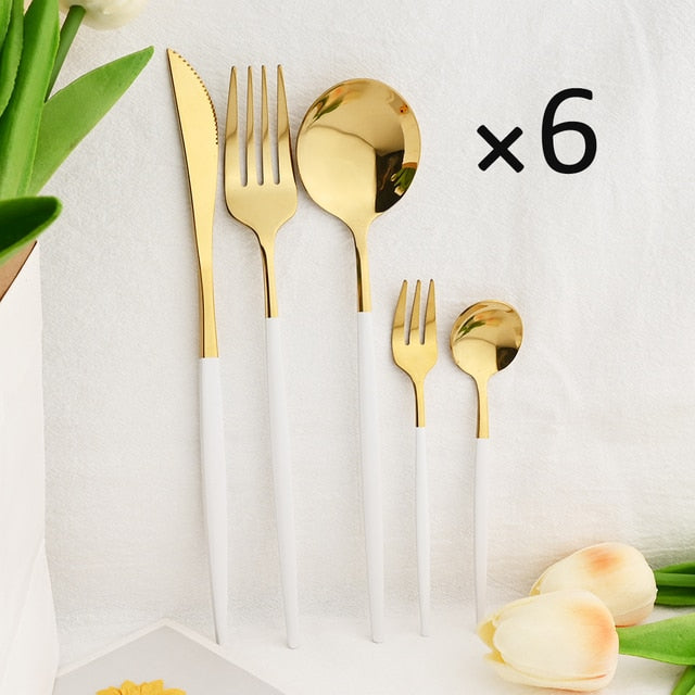 30-Piece Elegant Dining Set in Premium Stainless Steel
