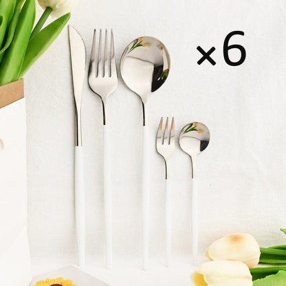 30-Piece Elegant Dining Set in Premium Stainless Steel