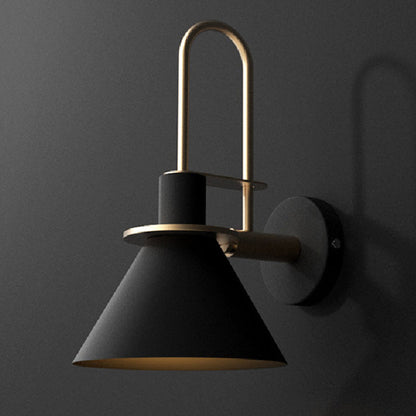 Wall-Mounted Bedside Light Fixture - Simple Conical Metal Shade in Black/White/Green