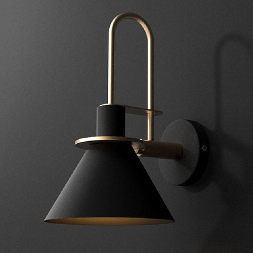 Wall-Mounted Bedside Light Fixture - Simple Conical Metal Shade in Black/White/Green
