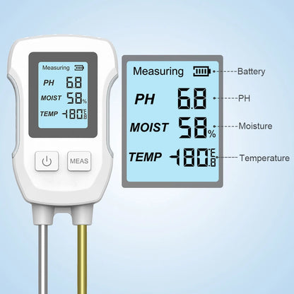 3-in-1 Soil Tester with Digital Display | pH, Moisture & Temperature Sensor | 25.3 cm Probe
