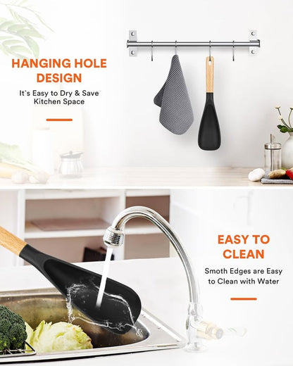 Versatile Cooking Spoon & Turner | Heat Resistant up to 230°C, BPA-Free Silicone | Gentle on Non-Stick Surfaces | 29×7 cm
