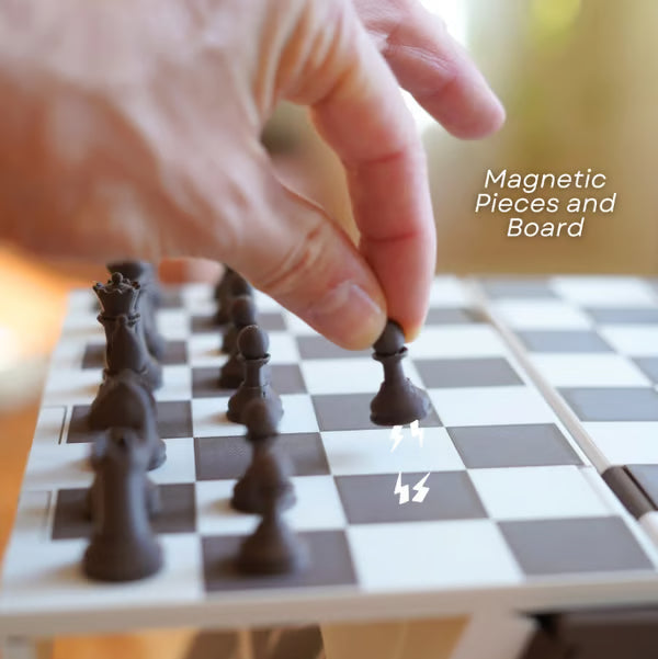 Travel Chess Set with Securely Attached Pieces for Easy Gameplay