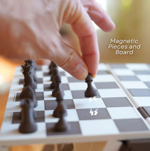 Travel Chess Set with Securely Attached Pieces for Easy Gameplay