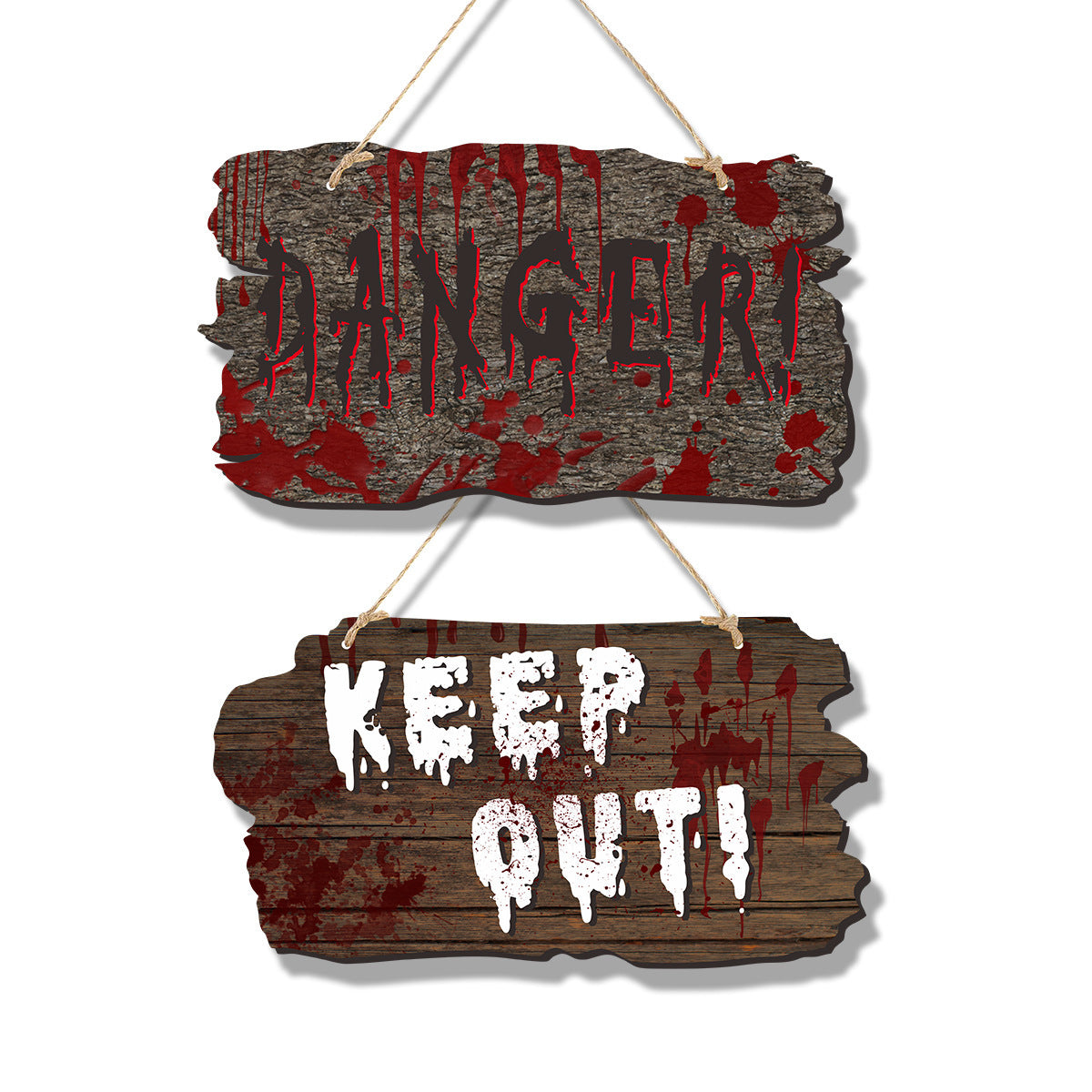 Halloween Door Sign – Wooden Style Plates Featuring Pumpkin, Skull, Witch