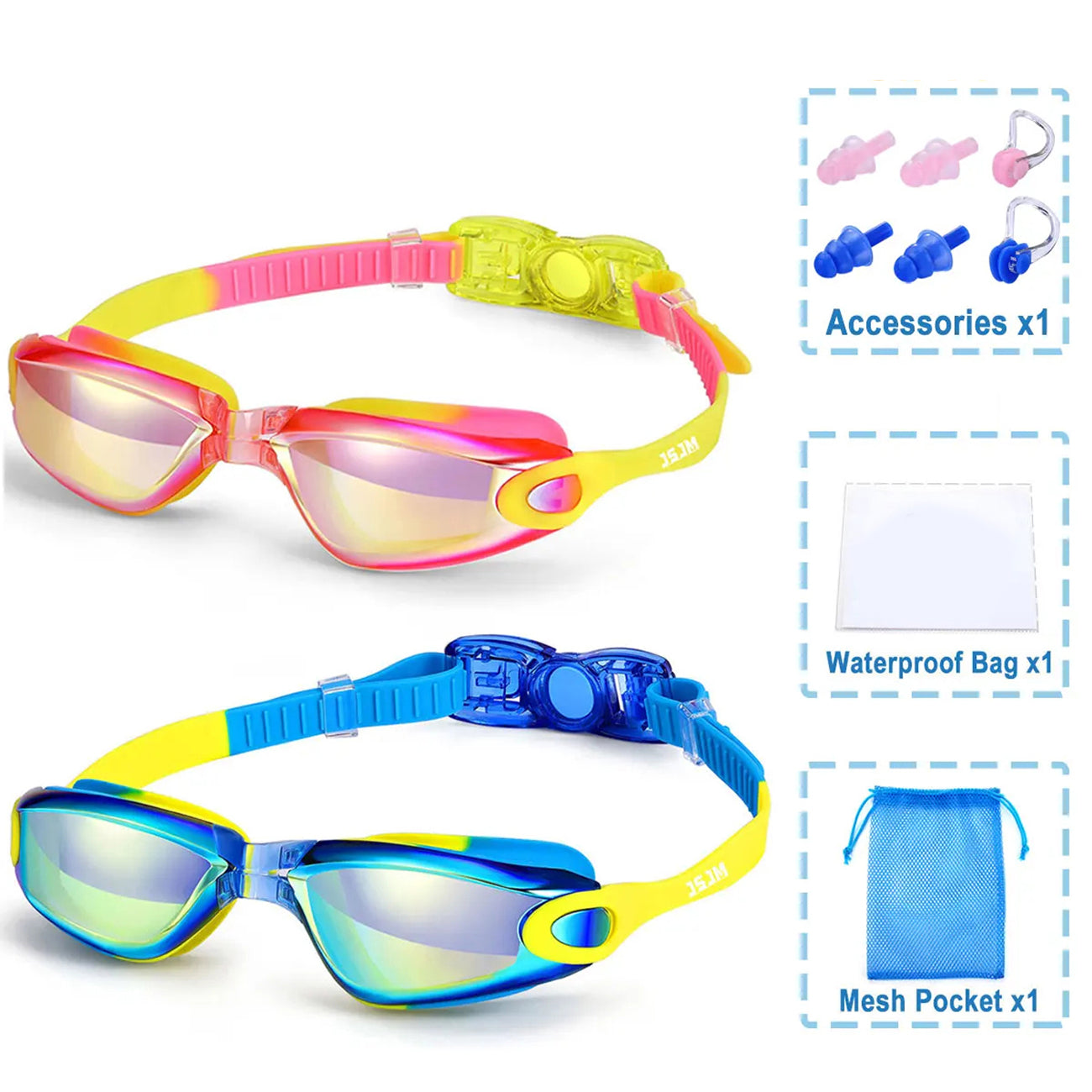 Kids Swim Goggles with Anti-Fog Technology and 180° Panoramic View