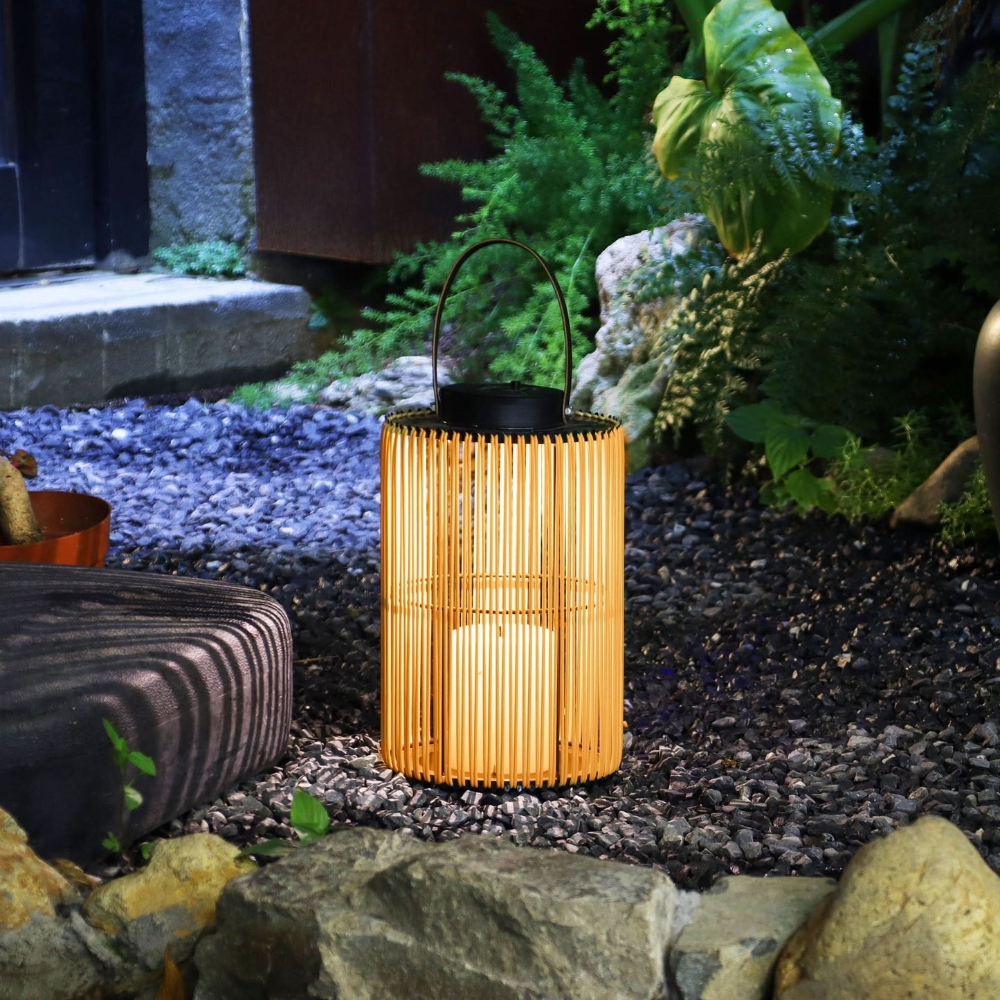 Solar-Powered Lantern for Outdoor Patio and Lawn Illumination