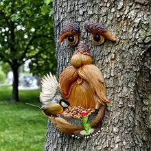 Garden Decoration Birdhouse with Face and Glowing Eyes - Weatherproof