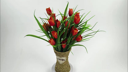 6-Pack Artificial Tulip Bouquets – UV-Resistant and Realistic for Home and Garden Decor